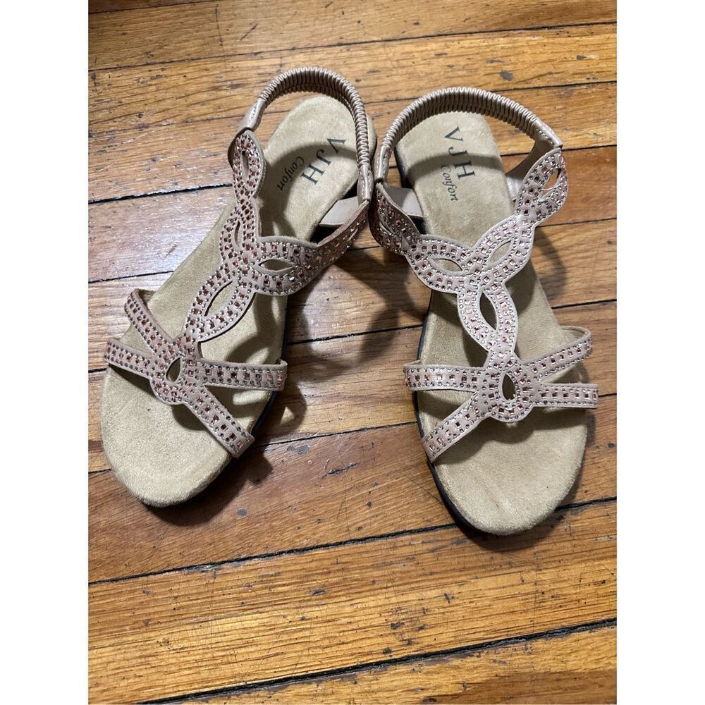 VJH Confort Tan Women’s Open toe Flat Sandals, Rhinestone. Sz 8.5 A777 - Picture 5 of 5